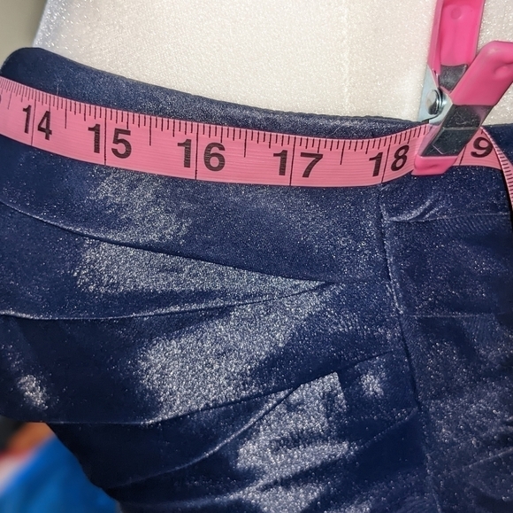 Draped Bodice Ruched Strapless Cocktail Dress in Rich Navy by White by Vera Wang - Picture 3 of 6